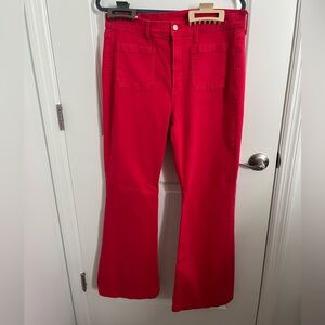 GAP Bright Red 70s Flare High Rise Pants